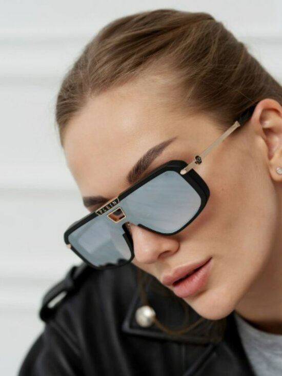 Philipp Plein Women Sunglasses Black Smoke Rainbow Mirror Pilot SPP008M 703V main image 15